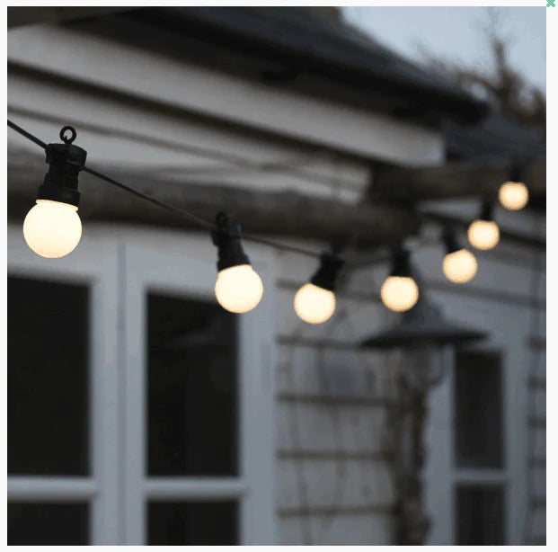20 Opal Globe WARM WHITE Led Festoon Light 10m