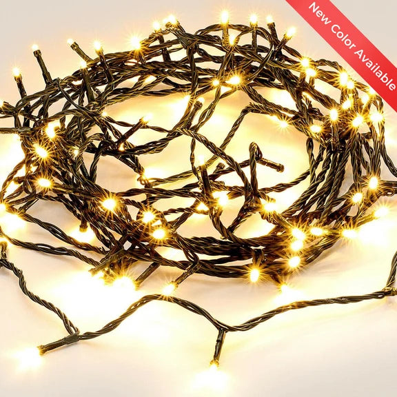 Fairy Light Chain - Dark Green Cable, 520 Amber Led