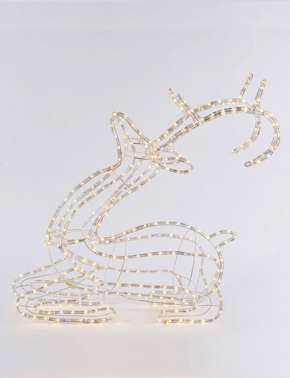 WARM WHITE Christmas Motif LED 3D Sitting Reindeer