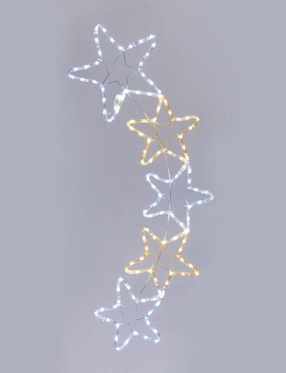 WARM WHITE & WHITE Christmas Motif 5 Stars