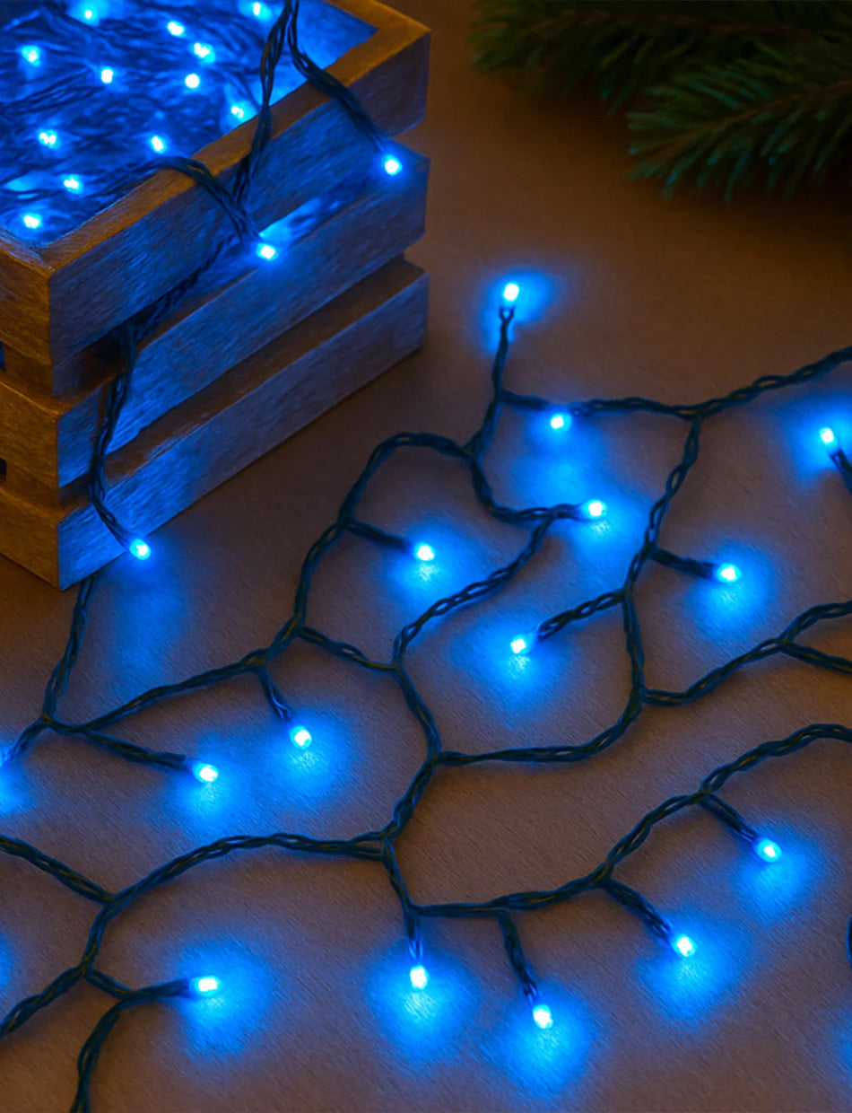 300 LED connectable Coloured cable string light Blue