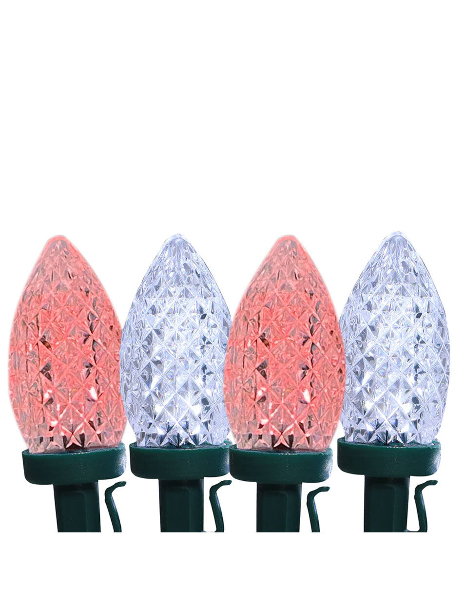 50 RED & WHITE Led Pinecone Christmas Fairy Light 14.8m