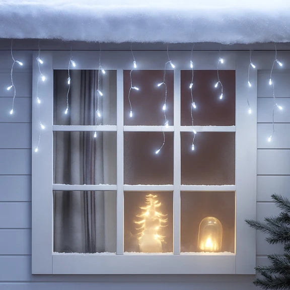 Crazy Twinkle Icicle Light - Cool White, 480 LED