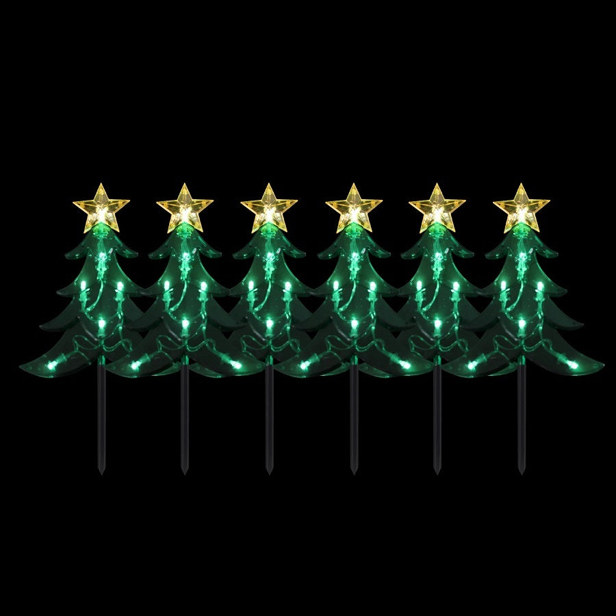 Christmas Tree Stakes LED Dual Power 2.25m Set of 6