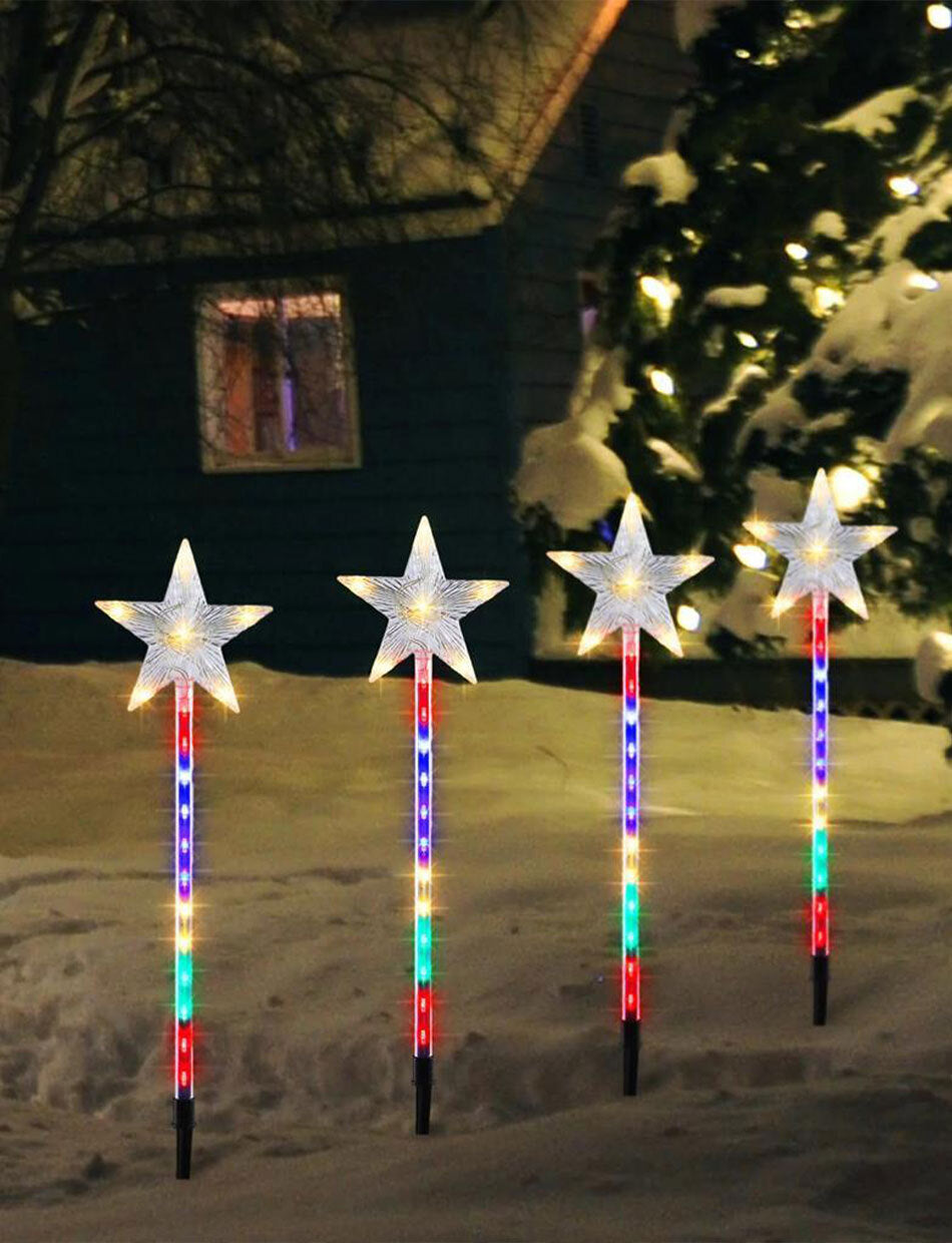 4 LED Shooting Star Pathway Stake Light Multicolour
