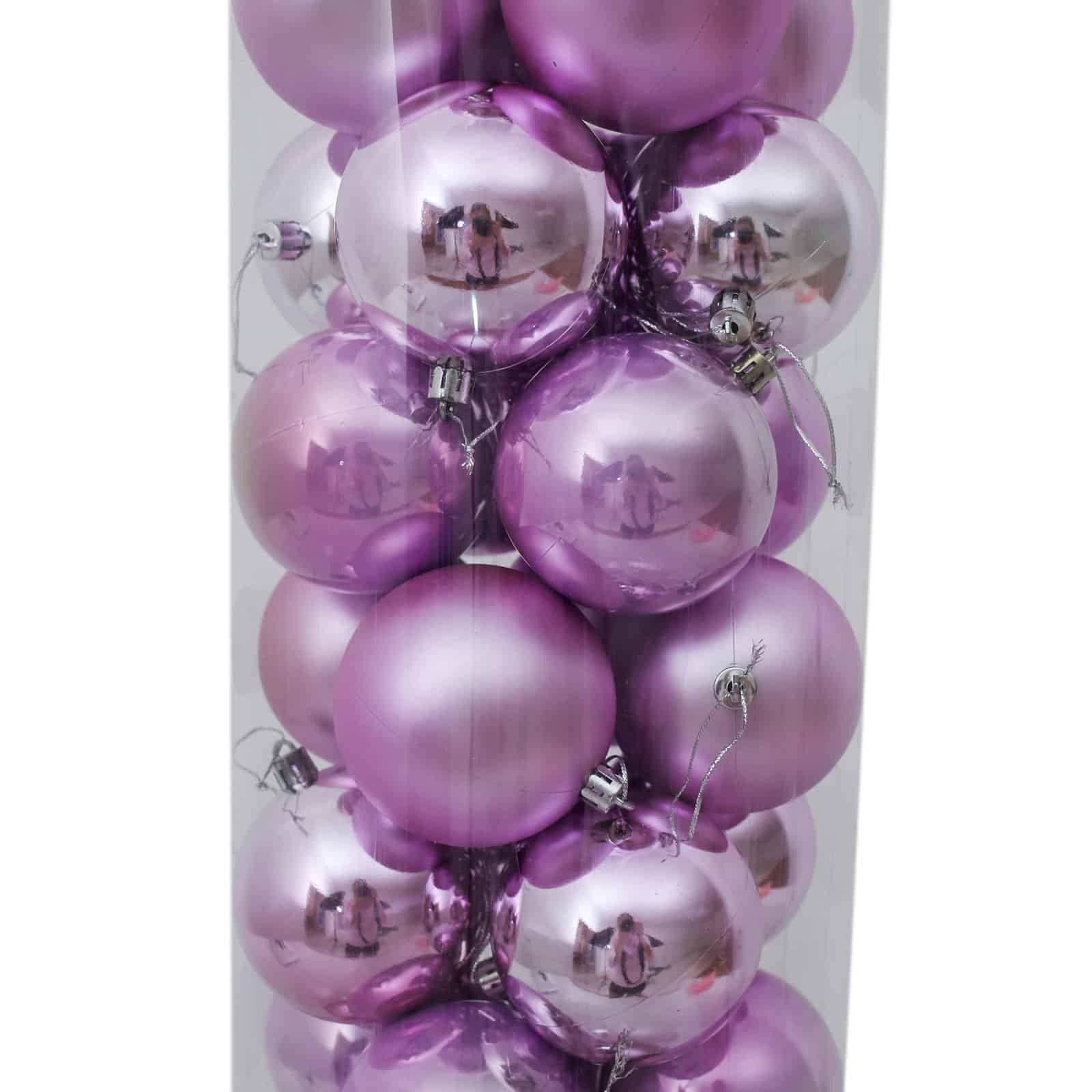 80mm Christmas Baubles Light Purple 45 Balls Gloss Pearl Matt