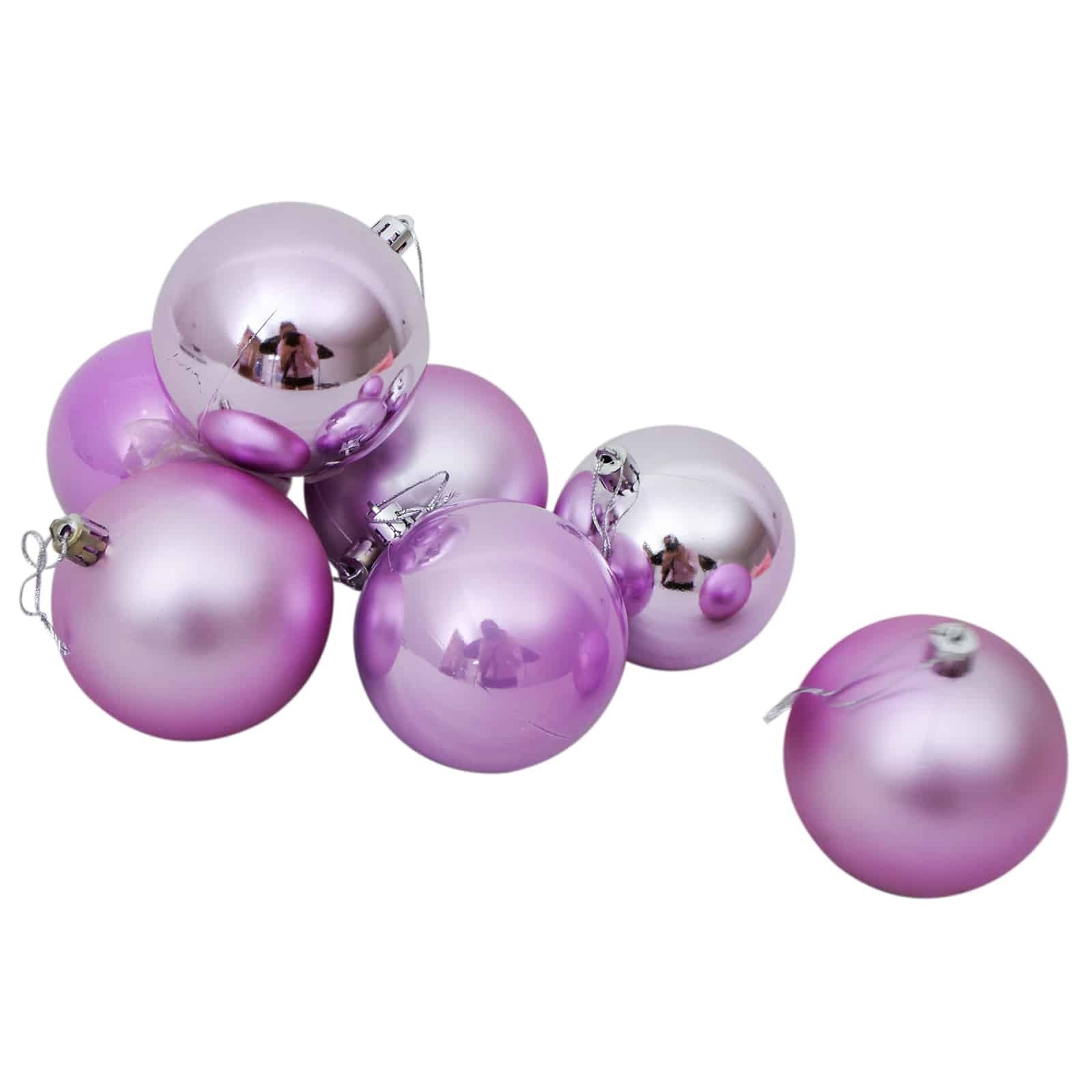 80mm Christmas Baubles Light Purple 45 Balls Gloss Pearl Matt