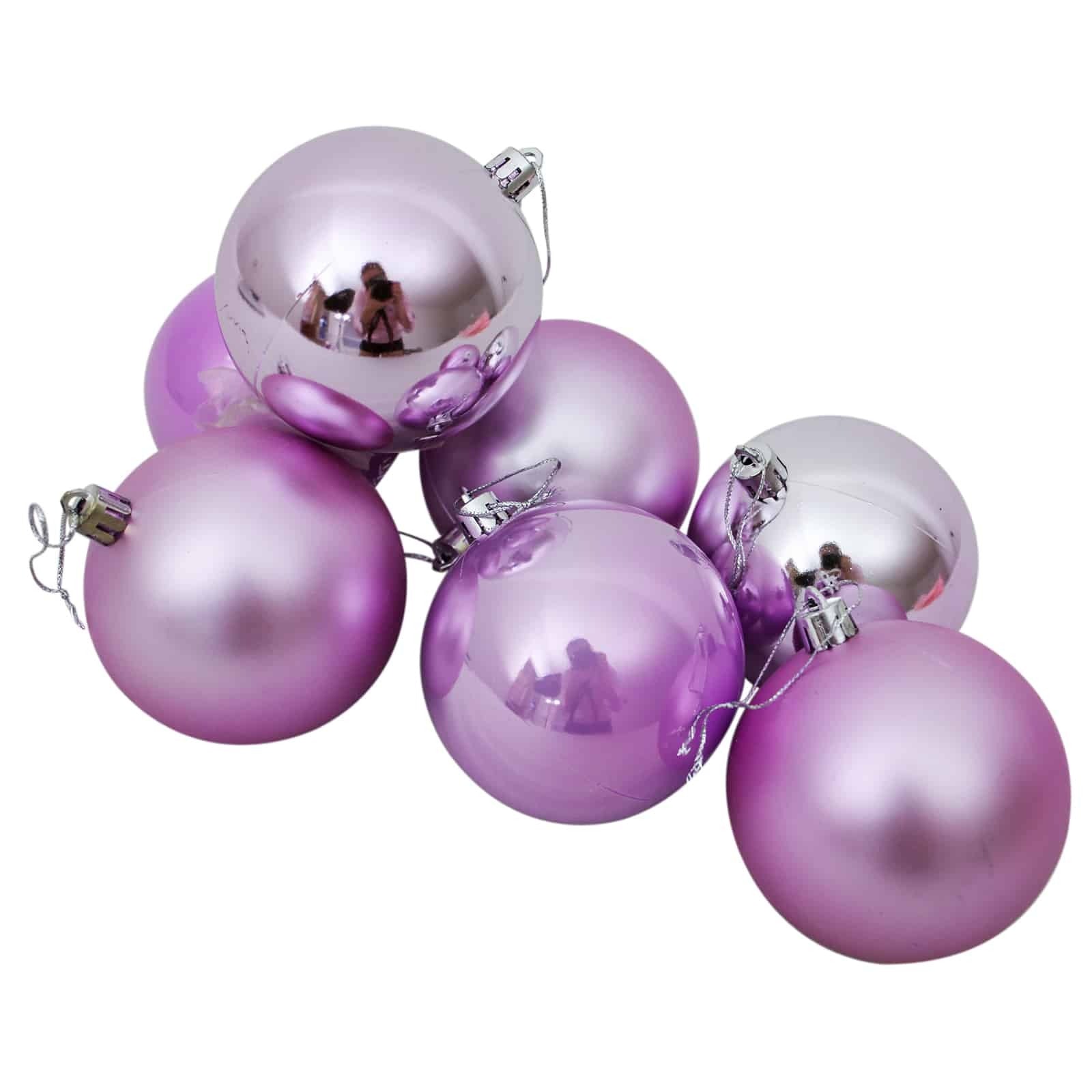 80mm Christmas Baubles Light Purple 45 Balls Gloss Pearl Matt