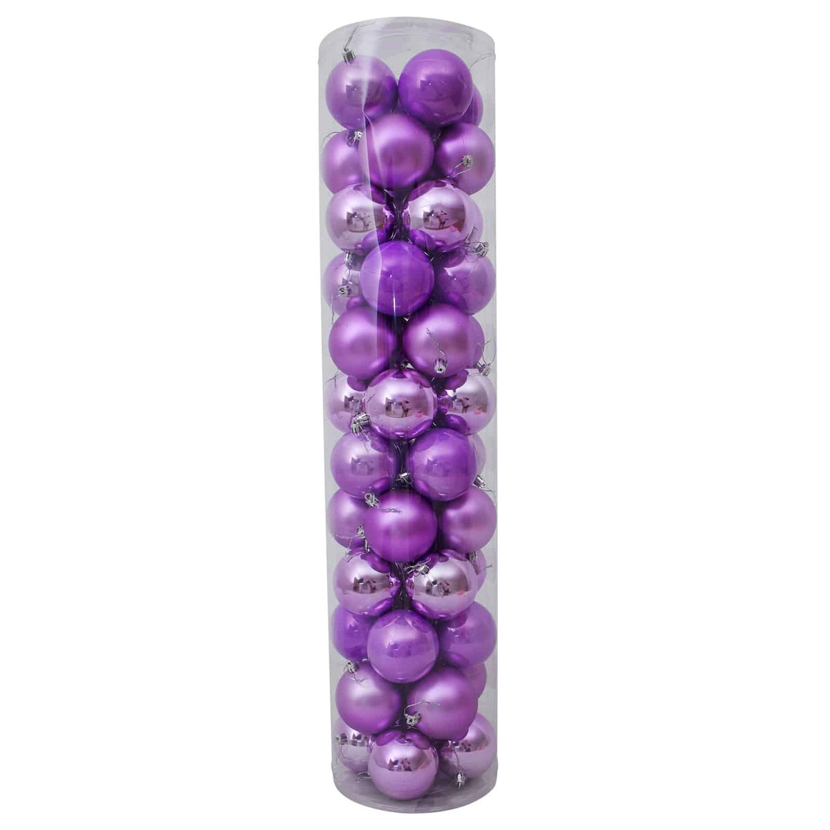80mm Christmas Baubles Lilac 45 Balls Pearl Matt
