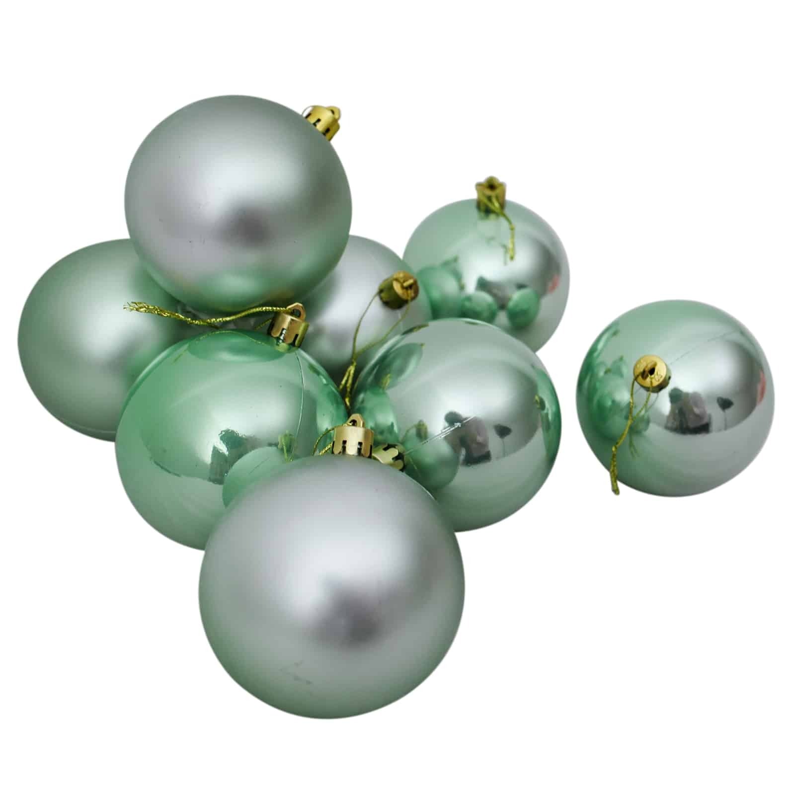 80mm Christmas Baubles Mint 45 Balls Gloss Pearl Matt