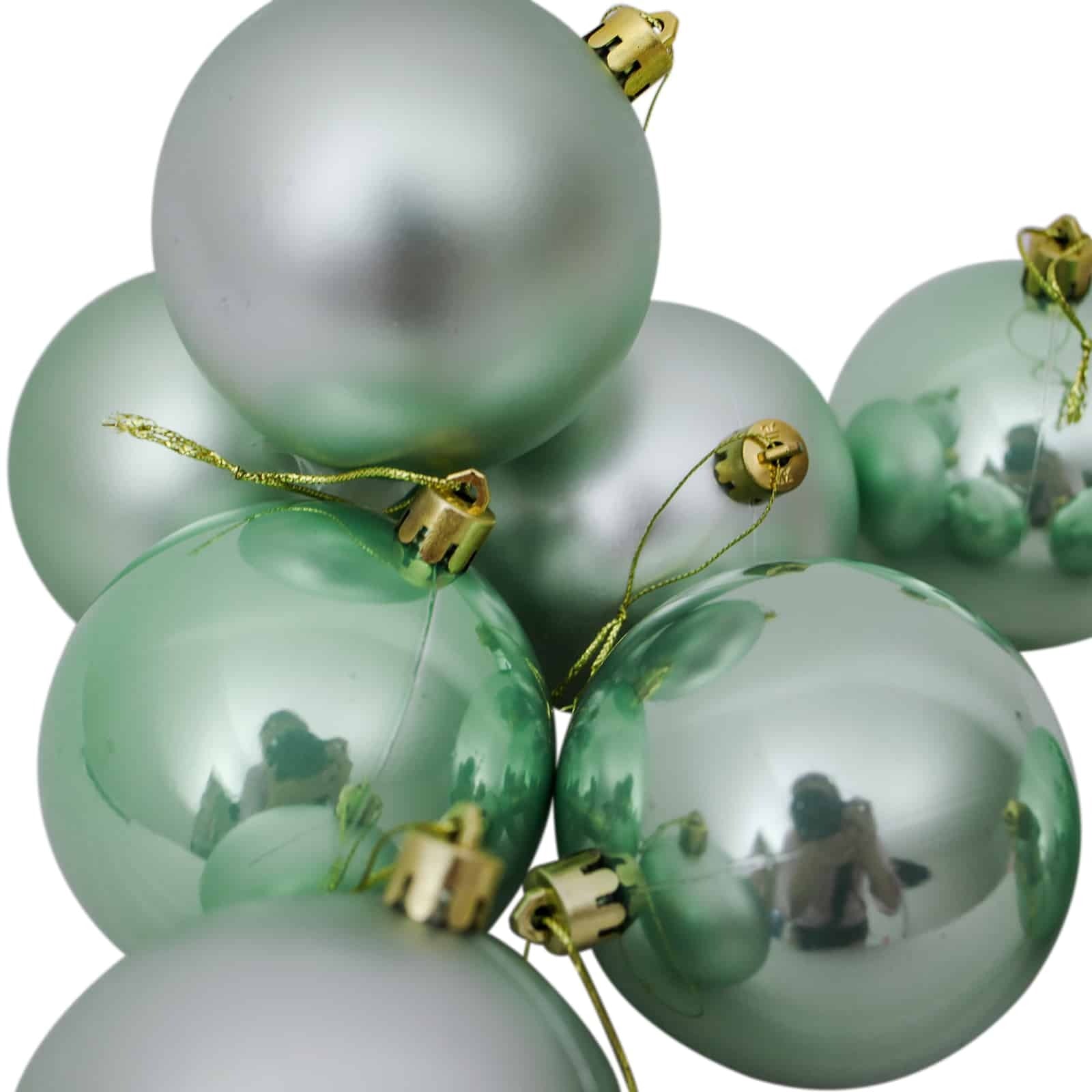80mm Christmas Baubles Mint 45 Balls Gloss Pearl Matt