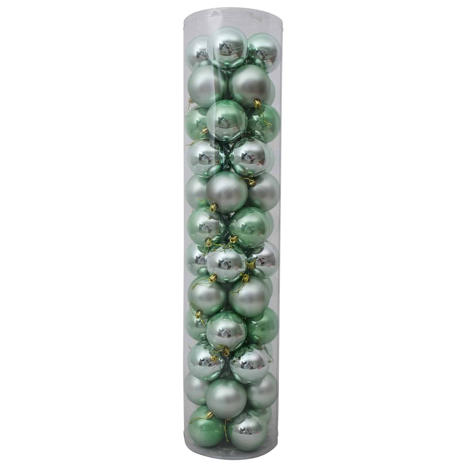 80mm Christmas Baubles Mint 45 Balls Gloss Pearl Matt