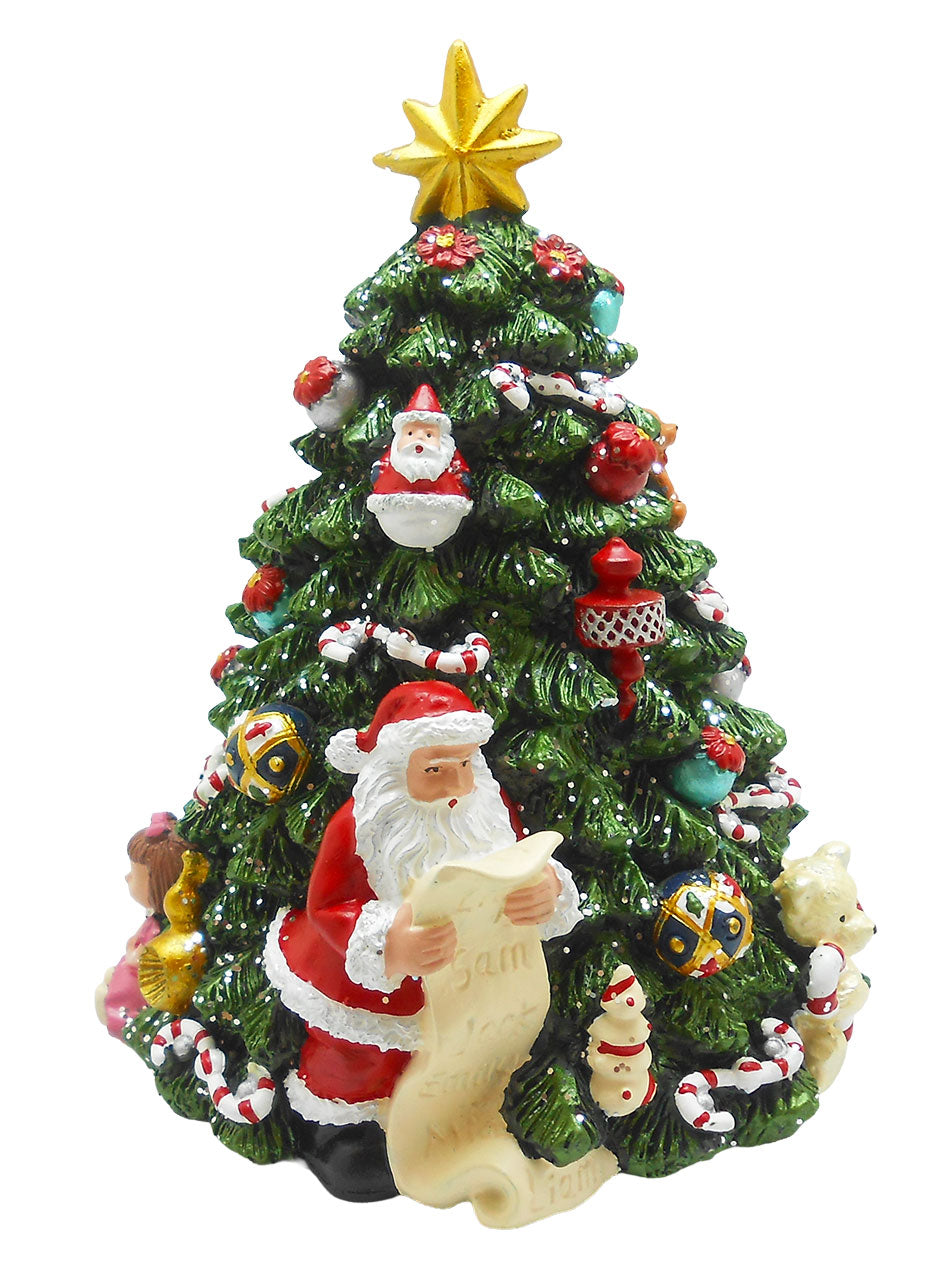 Rotating Christmas Tree with Santa and his list