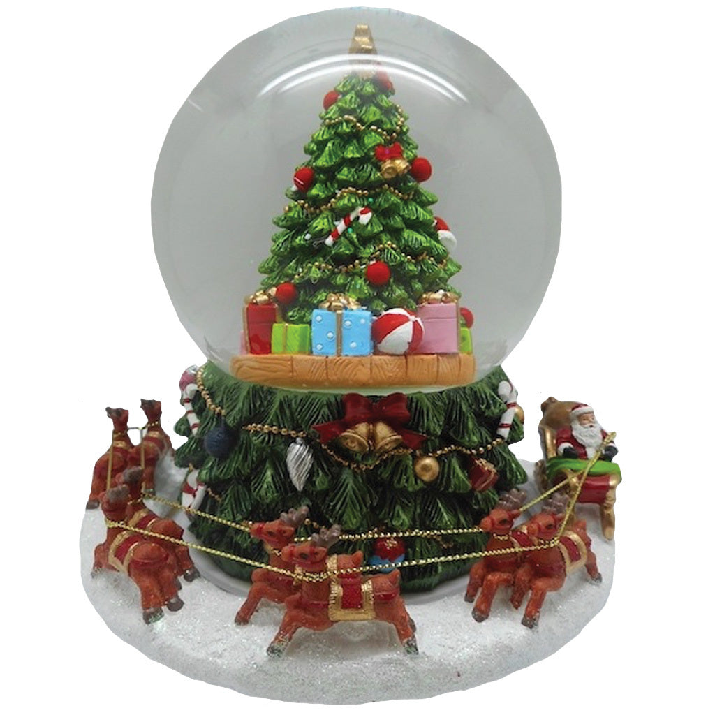 Christmas Tree and Santa Snow Globe Revolving 12cm