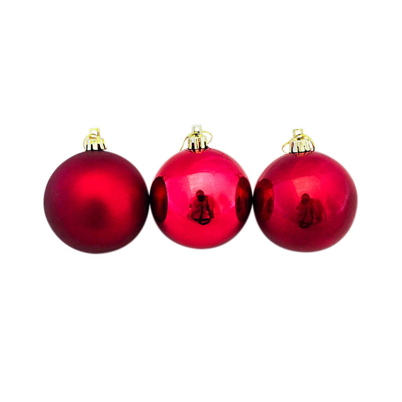 RED DARK RED 70mm Christmas Baubles Gloss Pearl Matt