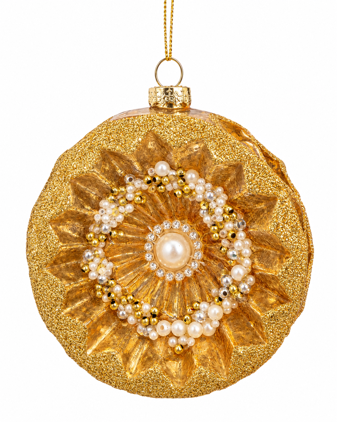 Half Bauble Gold 120mm Glass