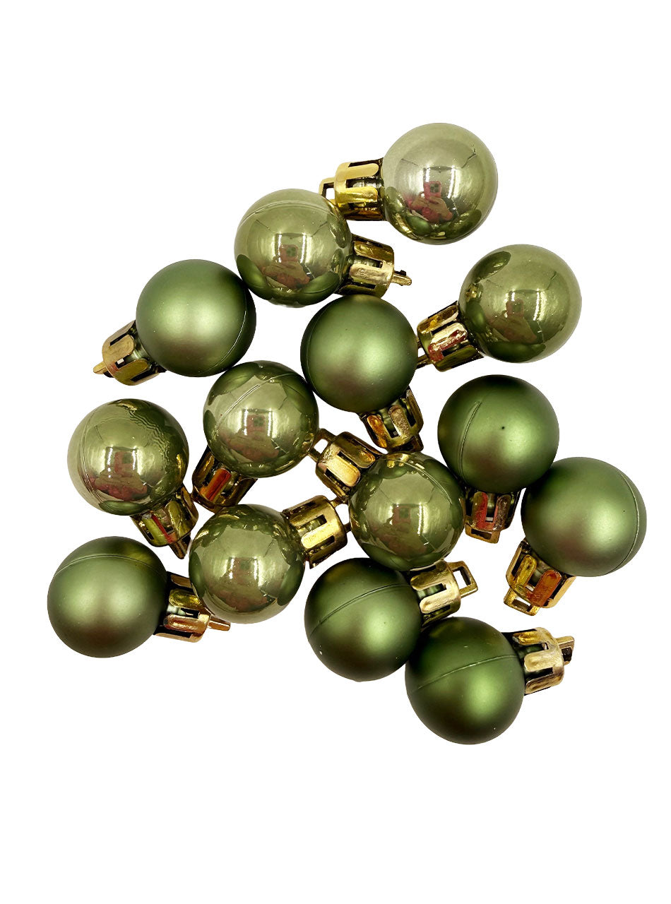 20mm Sage Christmas Baubles Pearl Matt 30 Pack