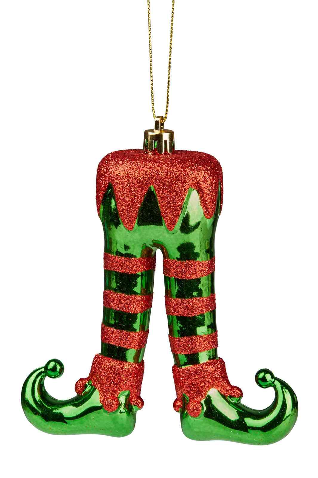 12cm Red & Green Elf Leg Hanging Christmas Decoration 2 Pack