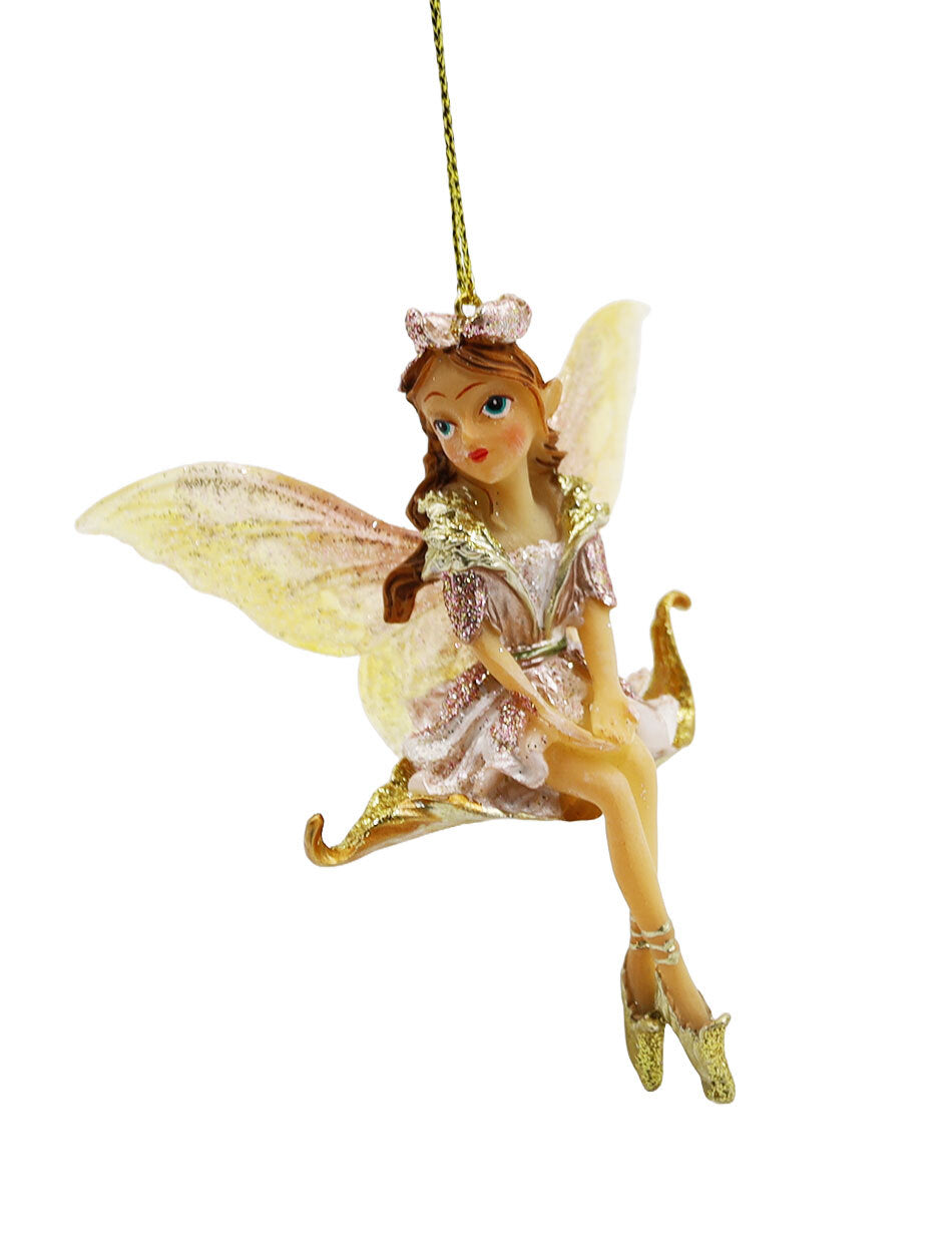 Fairy on Leaf Hanging Decoration 9cm