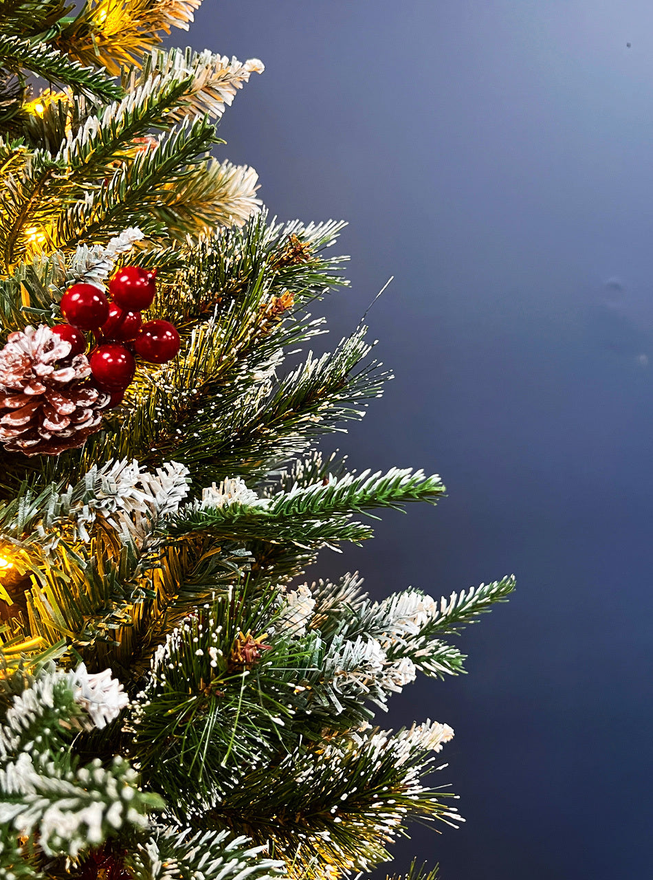 Snowy Mountains Potted Pine Pre Lit Christmas Tree