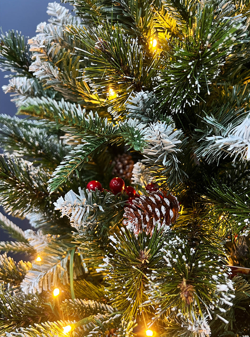 Snowy Mountains Potted Pine Pre Lit Christmas Tree