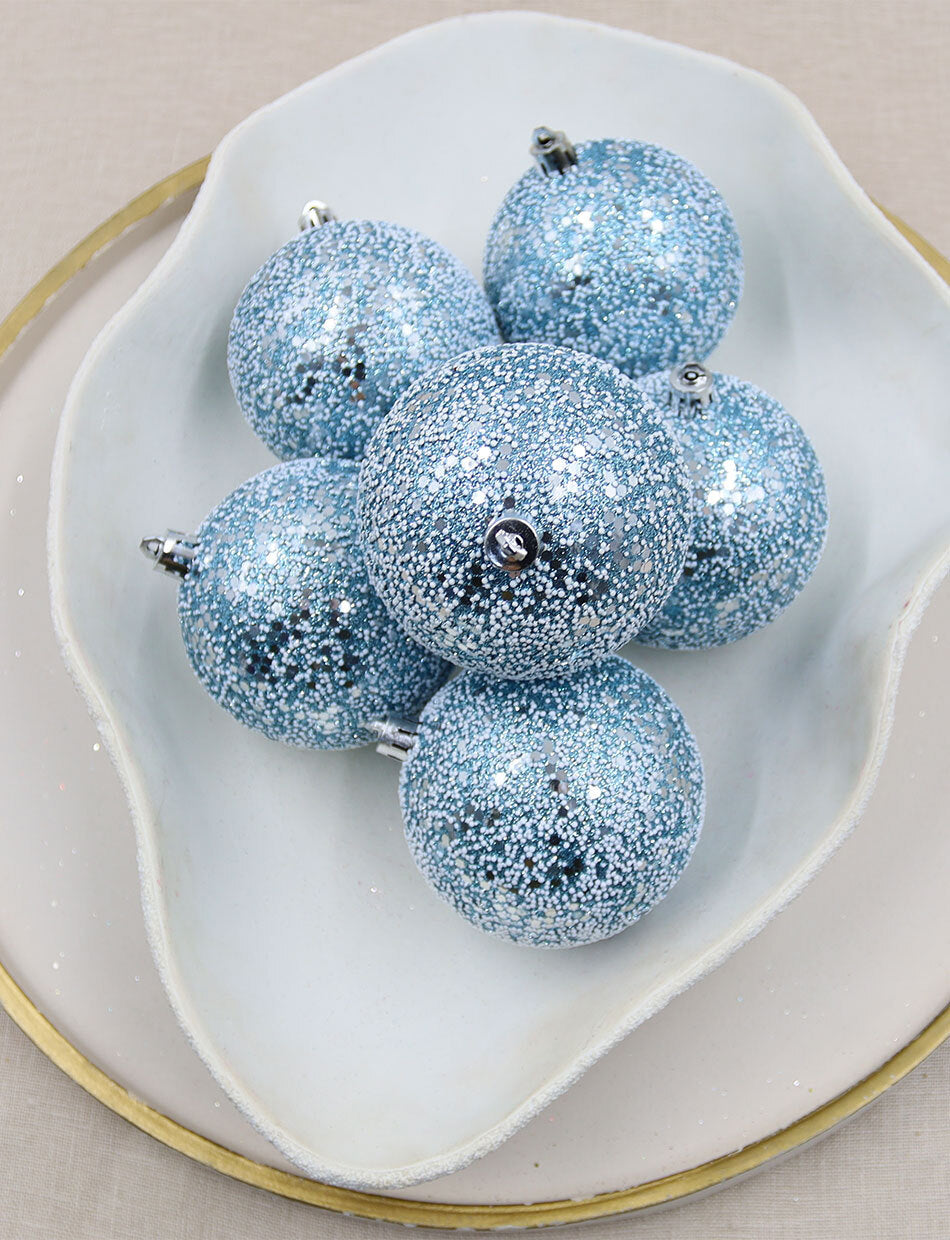 Baby Blue Sparkle baubles 6pk