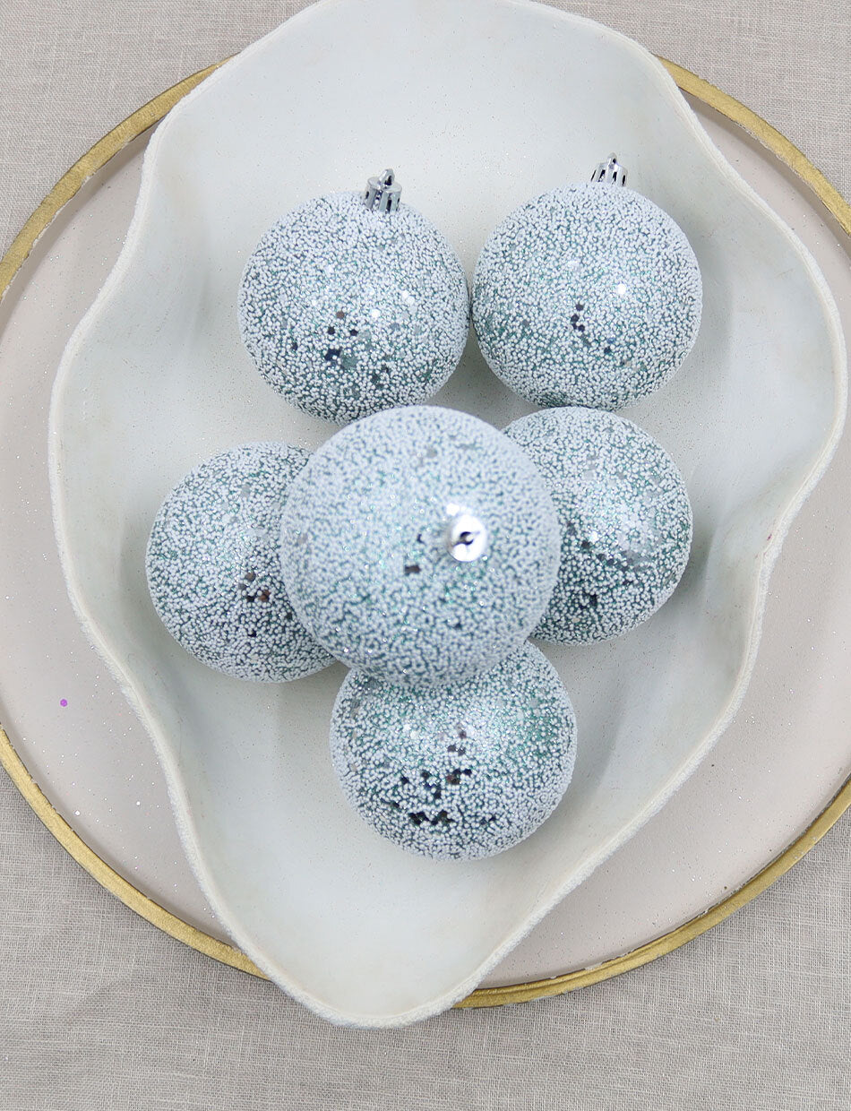 Mint Sparkle baubles 6pk