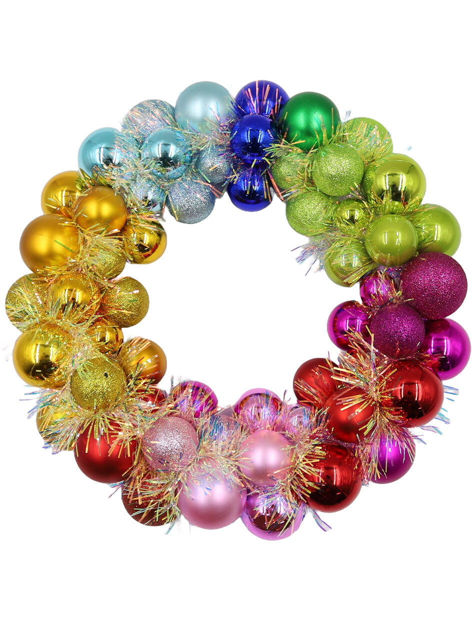 33cm Multicoloured Bauble Wreath
