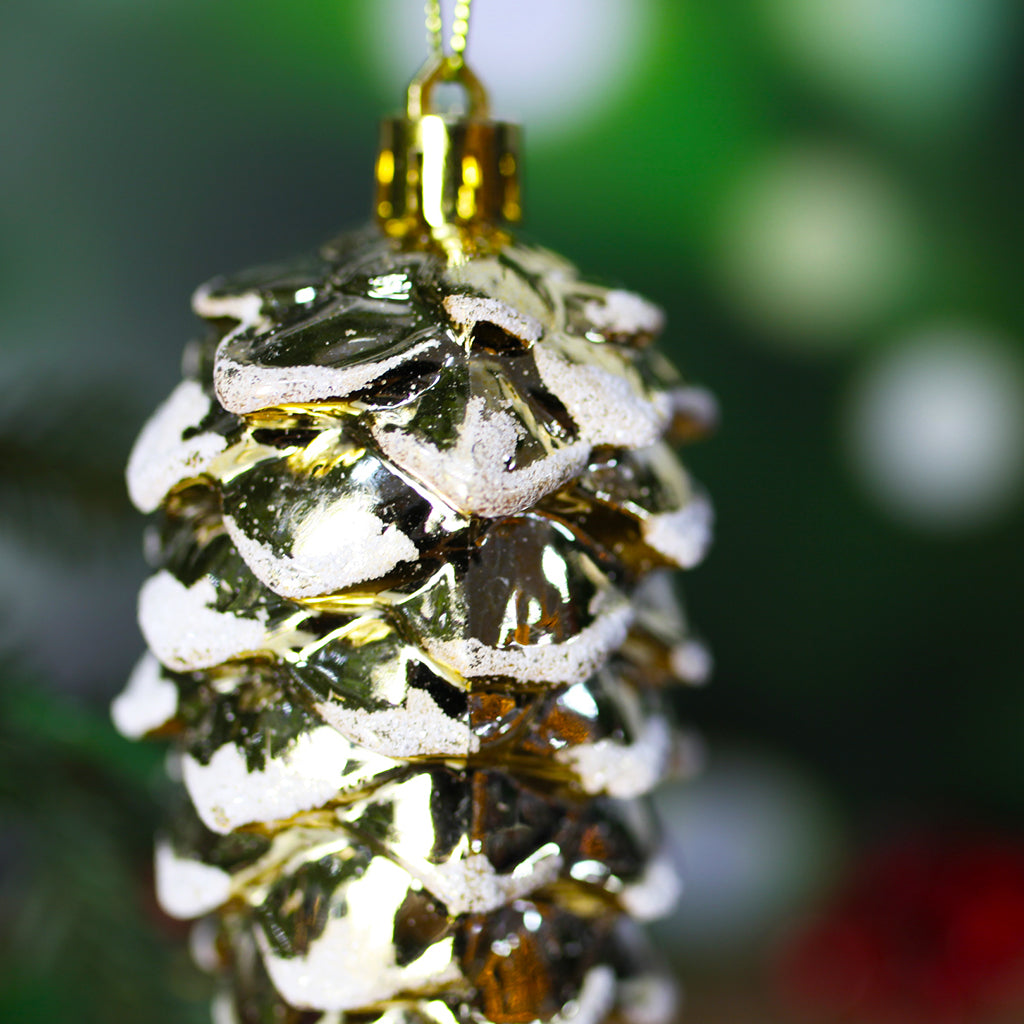 Christmas Tree Pinecone Bauble 3 Pack Gold