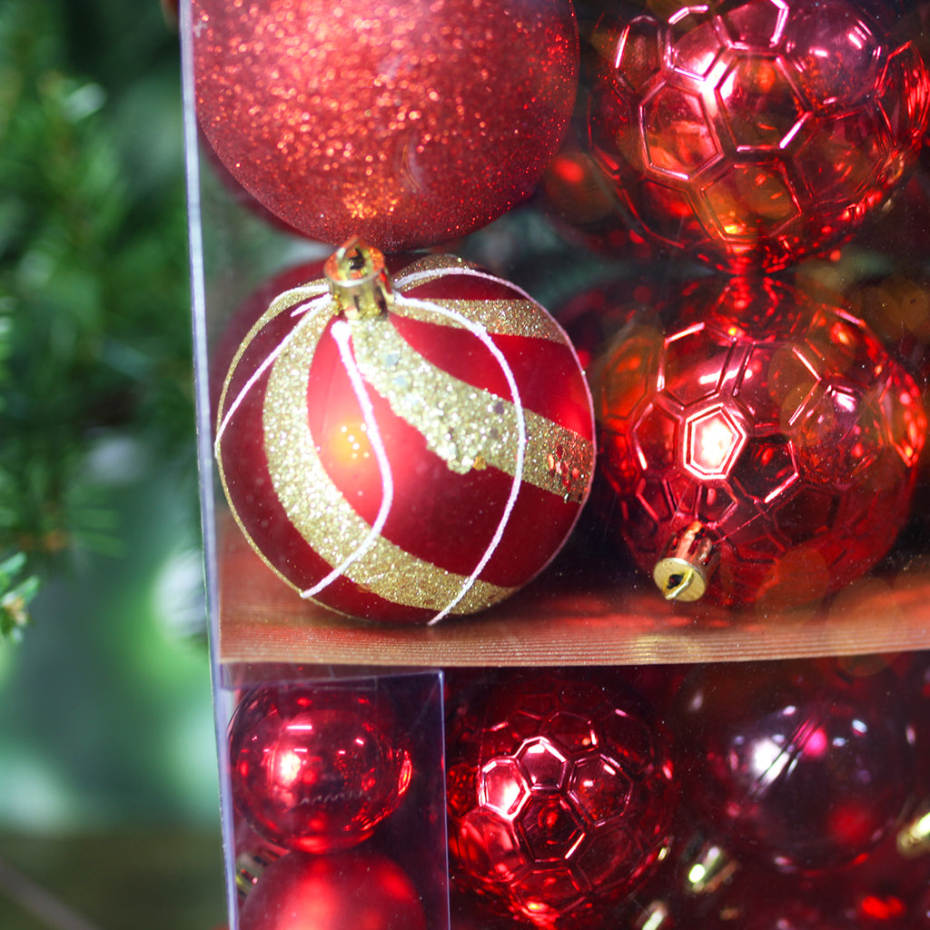 Christmas Tree Bauble 72pc Pack Red