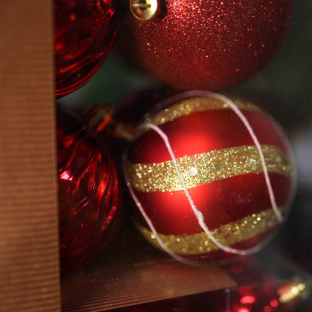 Christmas Tree Bauble 72pc Pack Red