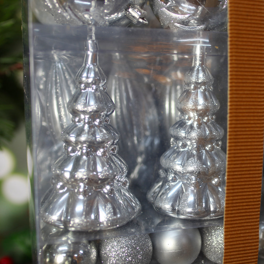 Christmas Tree Bauble 51pc Pack Silver