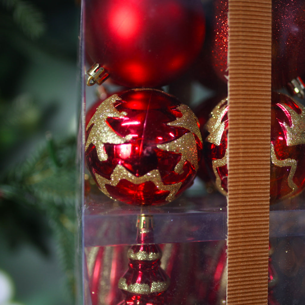 Christmas Tree Bauble 51pc Pack Red