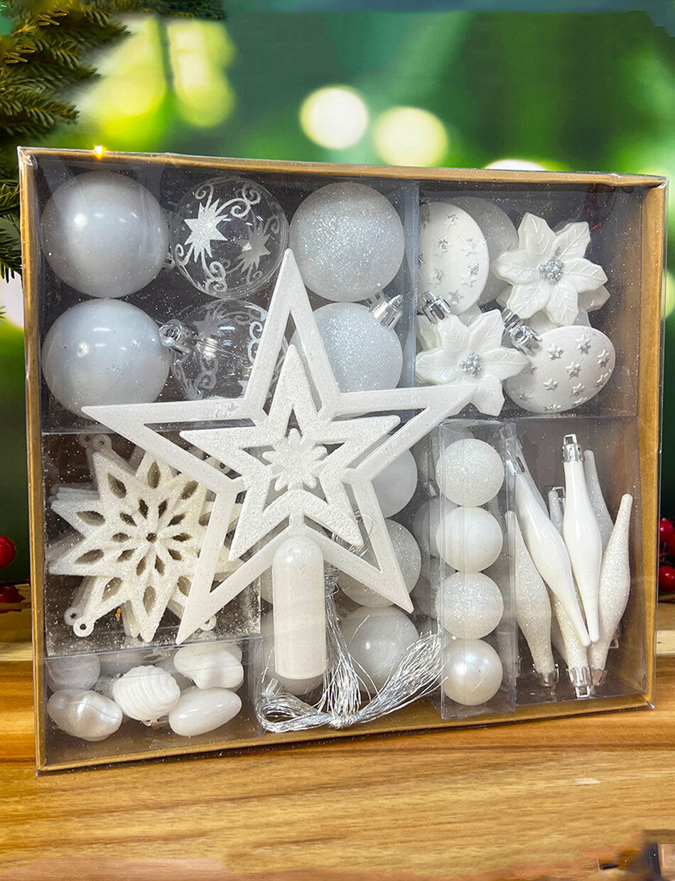 White Wonderland Christmas Tree 45pc Bauble Pack