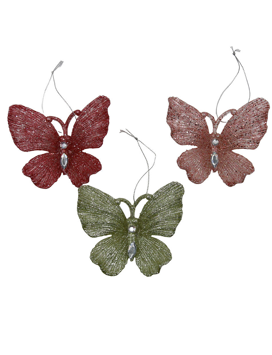 Acrylic Butterflies with Glitter 11cm set of 12