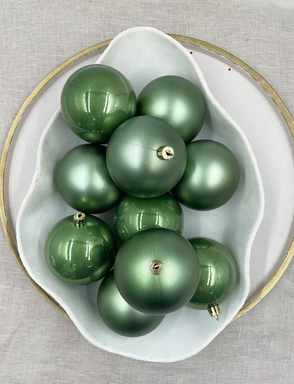 Sage 200mm Christmas Baubles Pearl 4 Pack