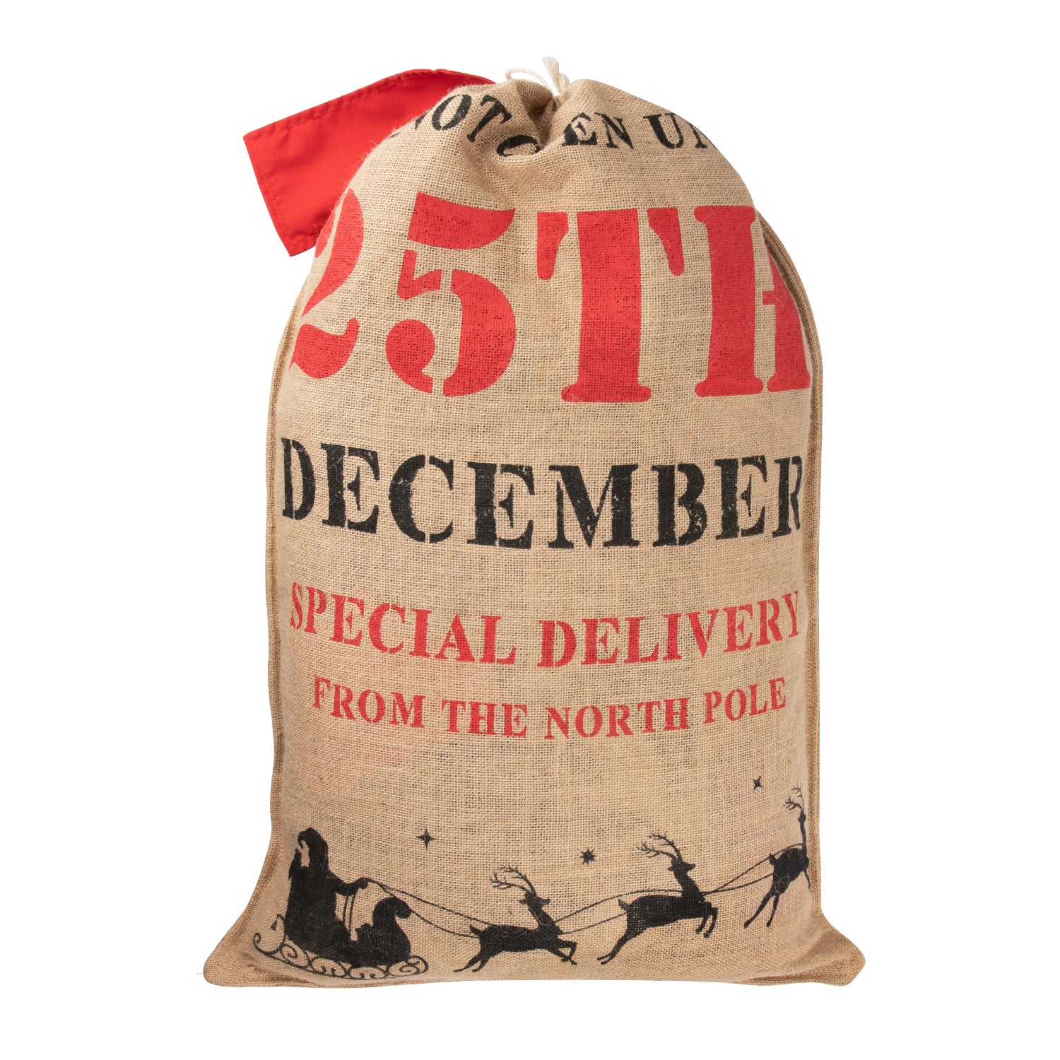 Hessian Santa Sack with big red tag