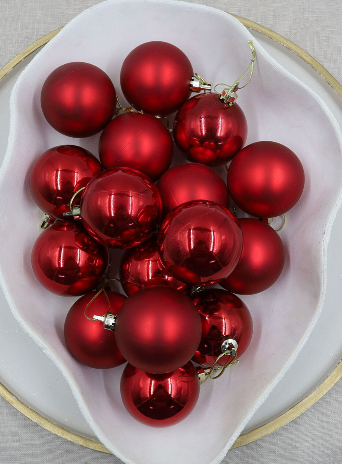 RED 60mm Christmas Baubles Gloss Matt 16 Pack