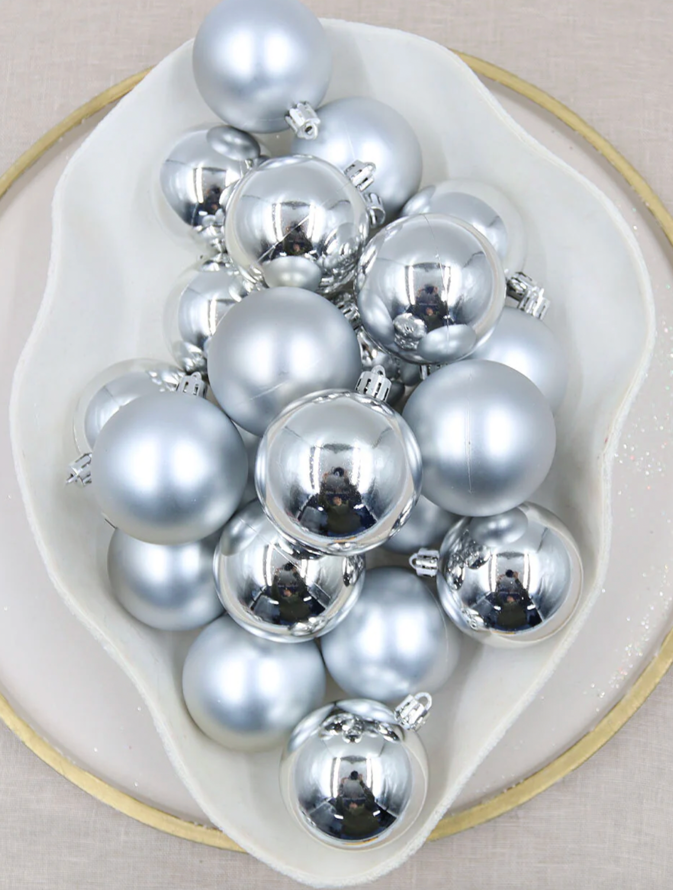 SILVER 60mm Christmas Baubles Gloss Matt 16 Pack