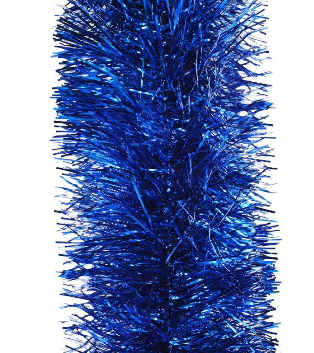 25m MID BLUE Christmas Tinsel 150mm wide