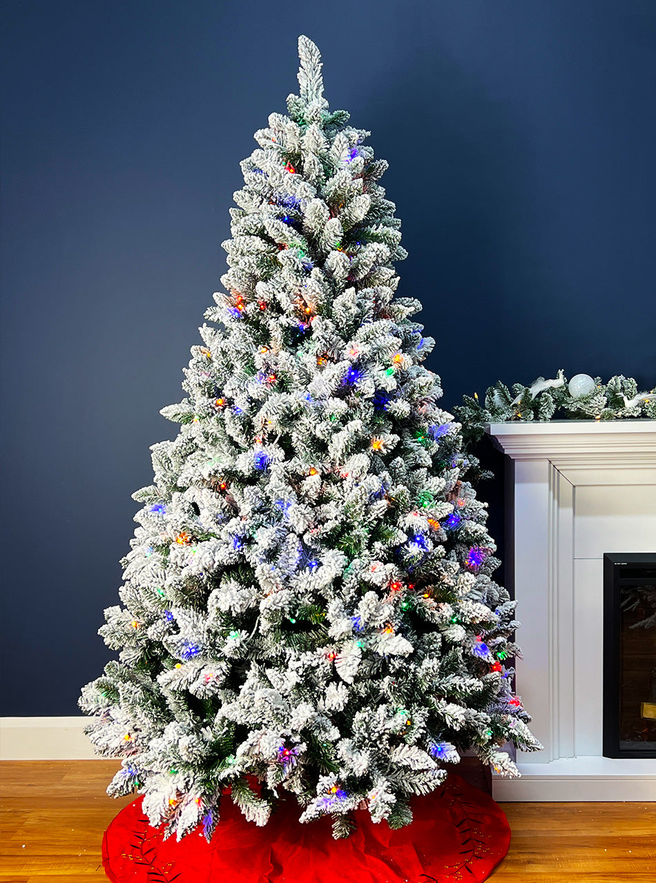 Bavarian Snow Flocked Fir 7ft /210cm Pre-Lit Christmas Tree