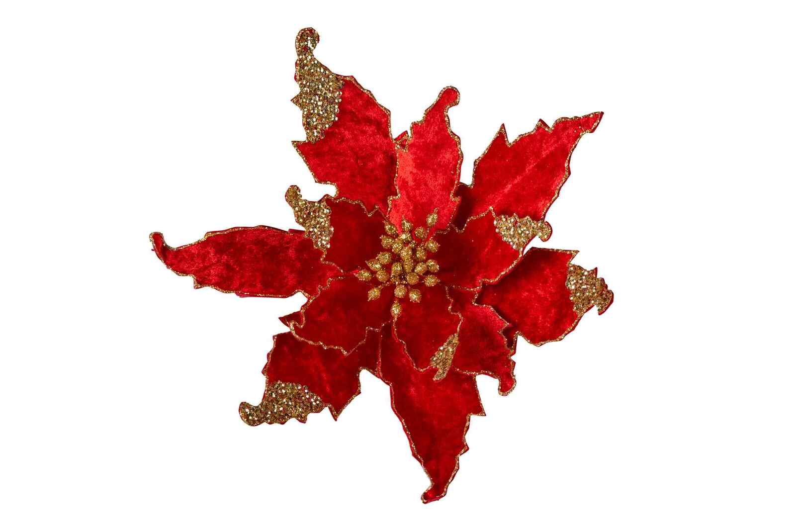 230mm RED Traditional Poinsettia Christmas Flower Clip On