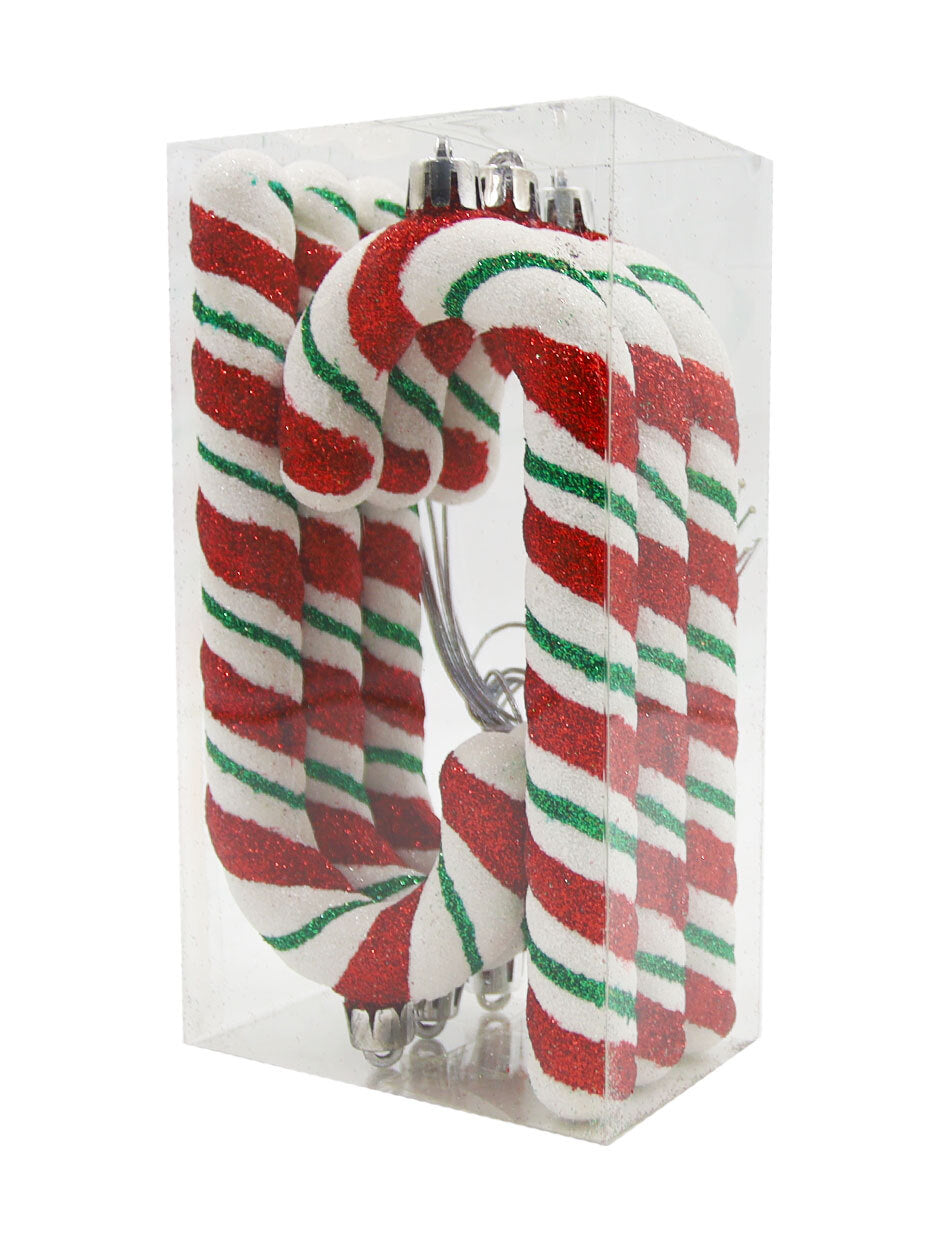 Red, White and Green Candy Canes 15cm 6 Pack