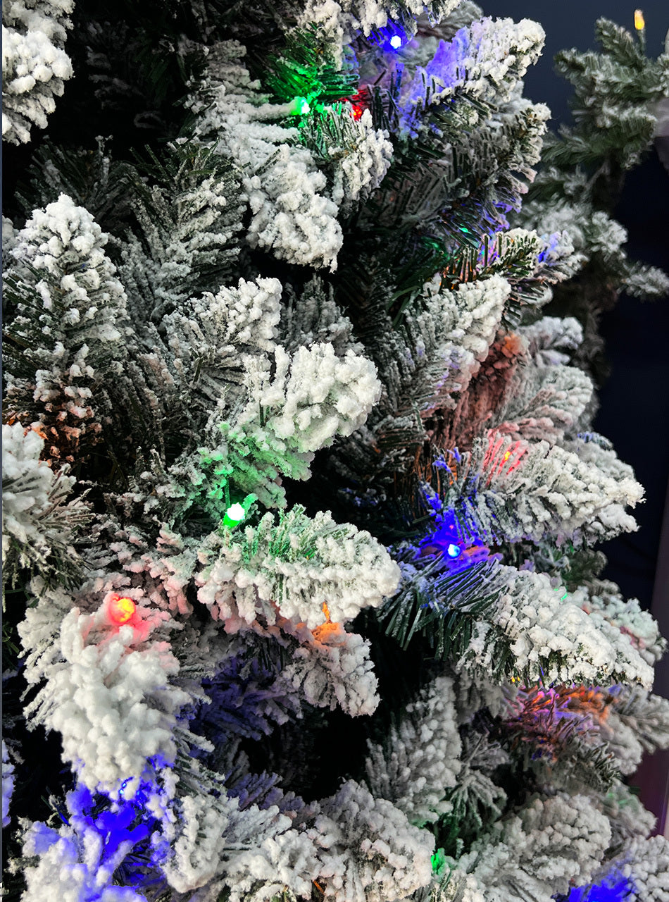 Bavarian Snow Flocked Fir 7ft /2.1m Pre-Lit Christmas Tree