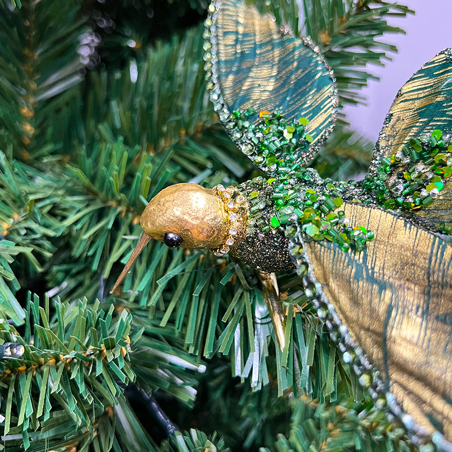Hummingbird Clip Metalic Green 17.5CM