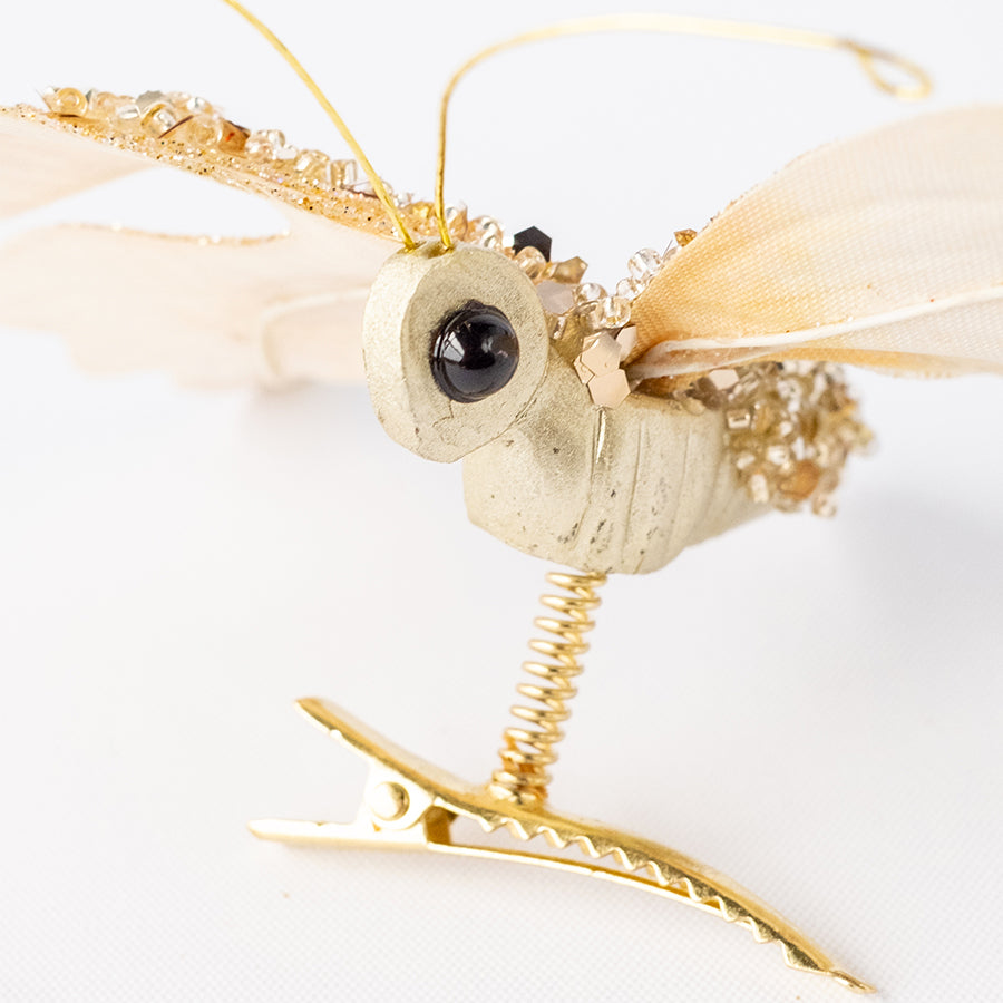 Diamond Butterfly Clip Metalic Light Gold 17.5CM