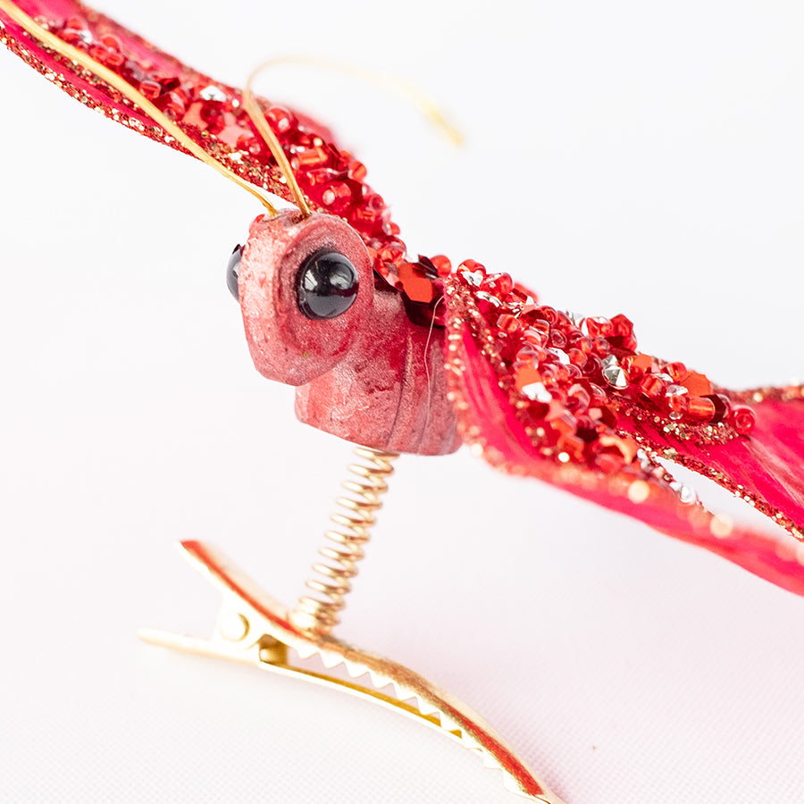 Diamond Butterfly Clip Metalic RED 17.5CM