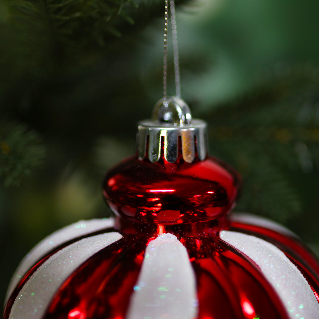 Red & White Finial Christmas Bauble 200mm