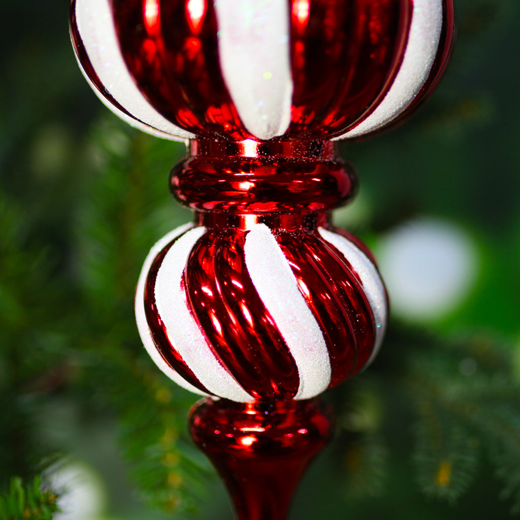 Red & White Finial Christmas Bauble 200mm