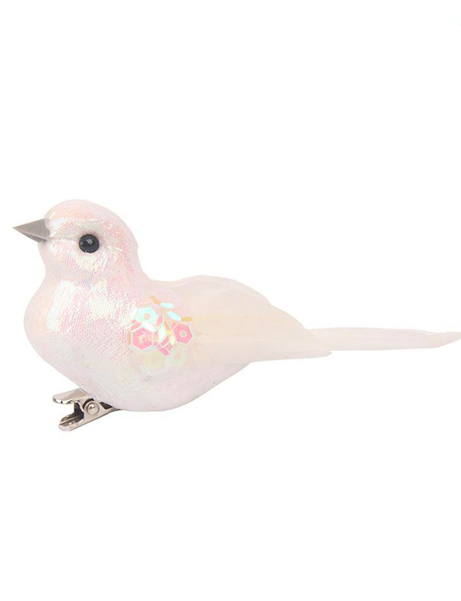 White Bird with Feathered Tail Ornament
